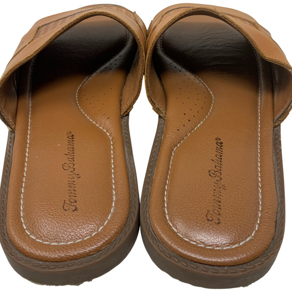 Tommy Bahama Gennadi Palms Slide Sandals Men's Sz 13 Brown Textured Leather - Picture 7 of 8